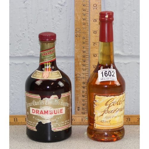 1602 - Vintage bottle of Drambuie and a bottle of German apple liqueur (2)