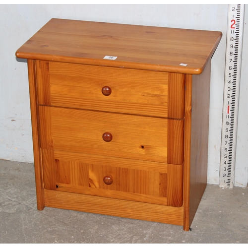 20 - Pine 3 drawer bedside cabinet