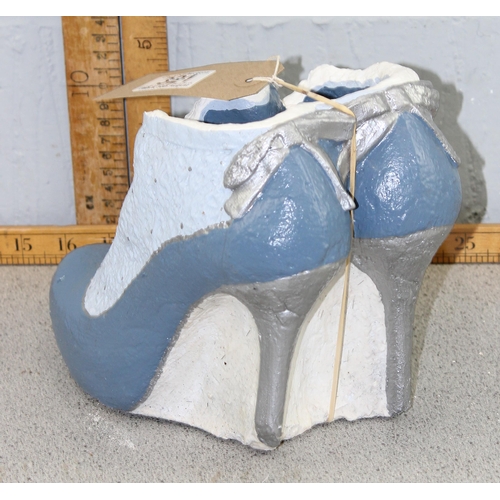 321 - Painted concrete high heels garden planter