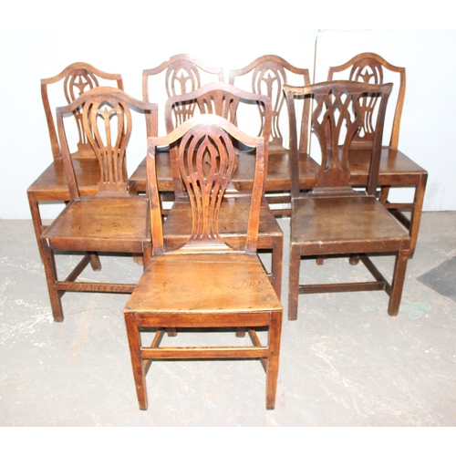 4 - 8 matched antique oak chairs with panelled seats