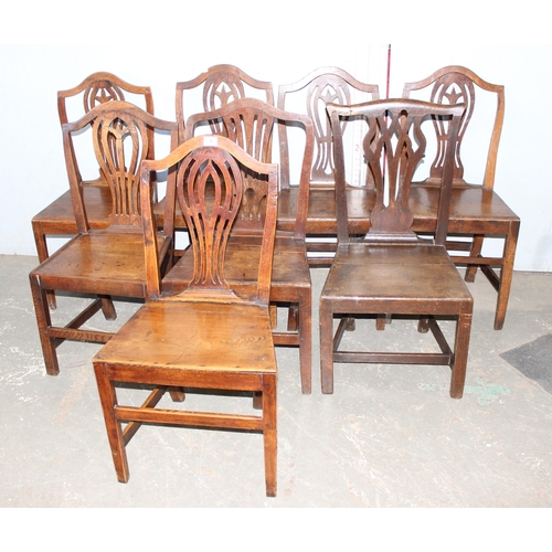 4 - 8 matched antique oak chairs with panelled seats