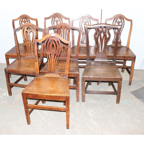 4 - 8 matched antique oak chairs with panelled seats