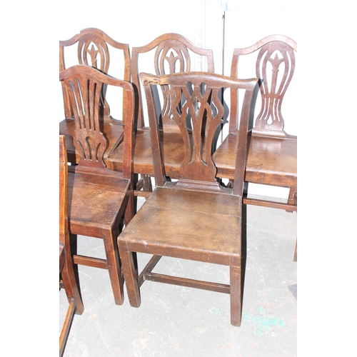 4 - 8 matched antique oak chairs with panelled seats