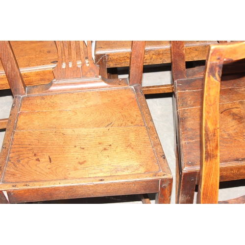 4 - 8 matched antique oak chairs with panelled seats