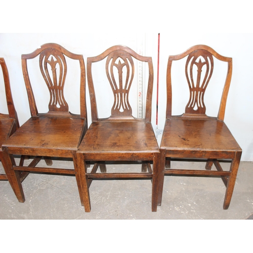 4 - 8 matched antique oak chairs with panelled seats