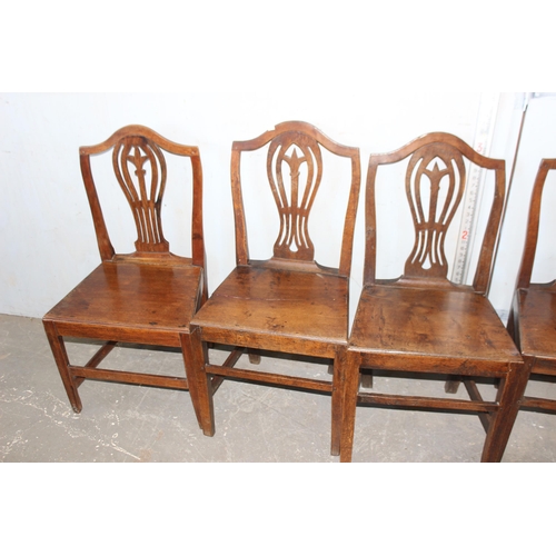 4 - 8 matched antique oak chairs with panelled seats