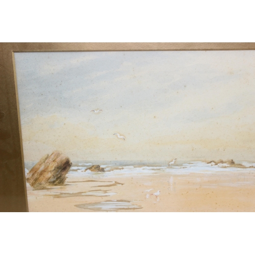 407 - An early 20th century gilt framed watercolour of a beach signed Cook and another watercolour landsca... 