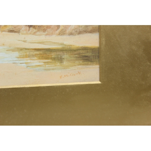 407 - An early 20th century gilt framed watercolour of a beach signed Cook and another watercolour landsca... 