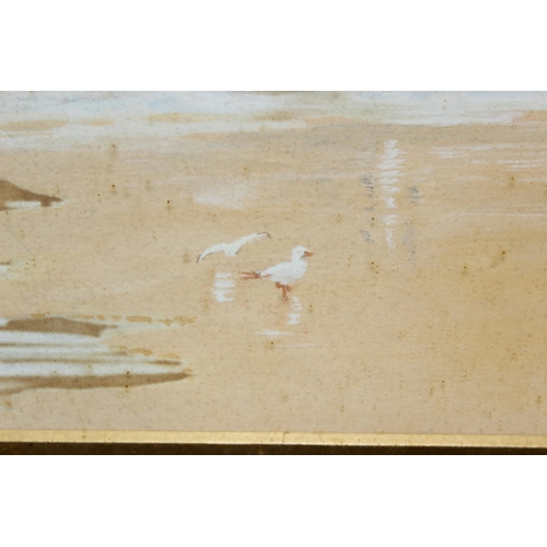 407 - An early 20th century gilt framed watercolour of a beach signed Cook and another watercolour landsca... 