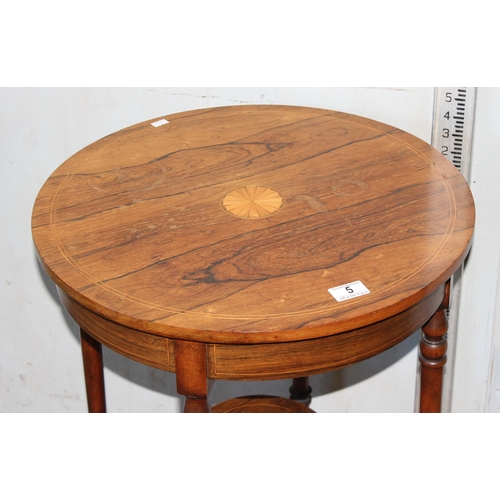 5 - A 19th century rosewood side table with Sheraton style inlay