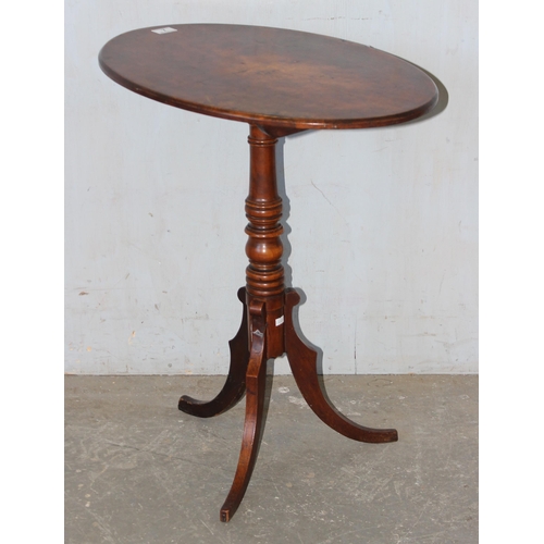 7 - Antique oval tilt topped table on tripod pedestal base