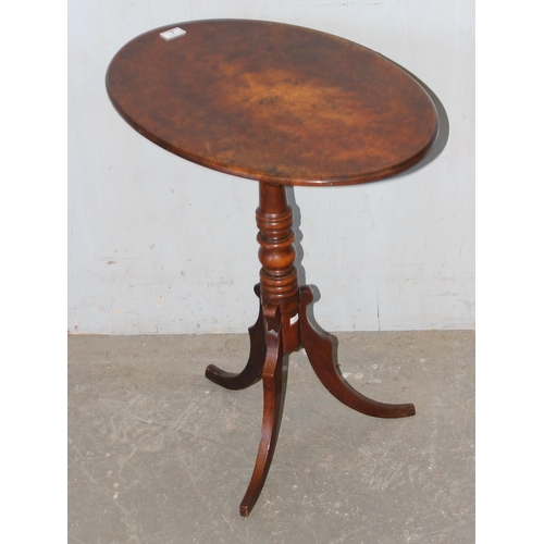 7 - Antique oval tilt topped table on tripod pedestal base