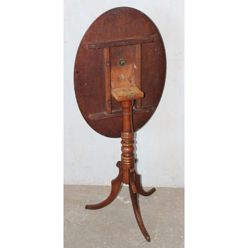 7 - Antique oval tilt topped table on tripod pedestal base