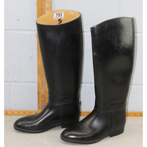 753 - Pair of Stylo riding boots, UK size 6 to 6.5 and a pair of stone massage sandals