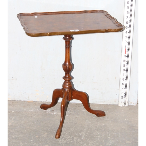 8 - Antique style walnut wine table with piecrust edge