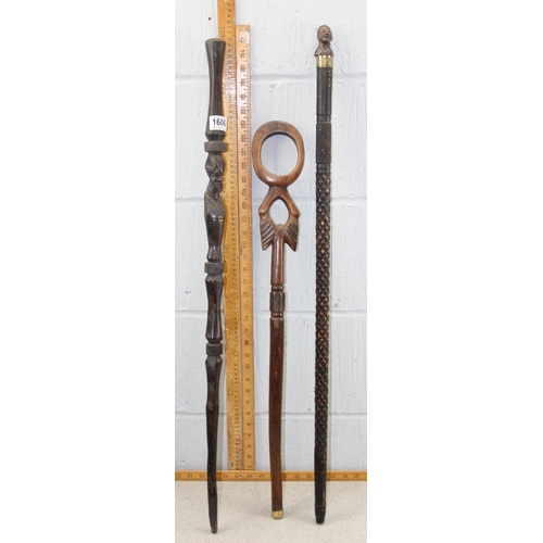 1606 - 3 interesting vintage ethnic walking sticks