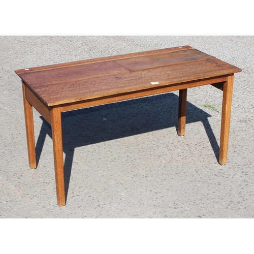 36 - A vintage wooden double children's school desk