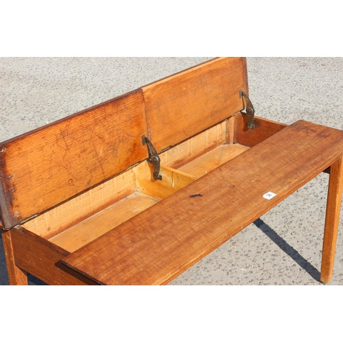 36 - A vintage wooden double children's school desk