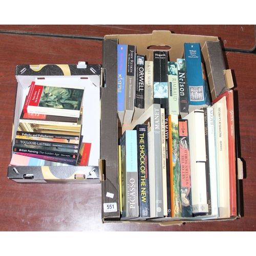 551 - Qty of assorted books to inc Art related (2 boxes)