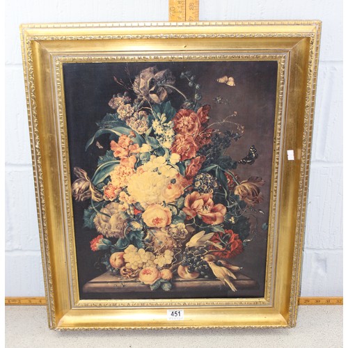 439 - Framed gilt and wood reproduction hand finished print on canvas of the ‘Flowerpiece’ after Franz Xav... 