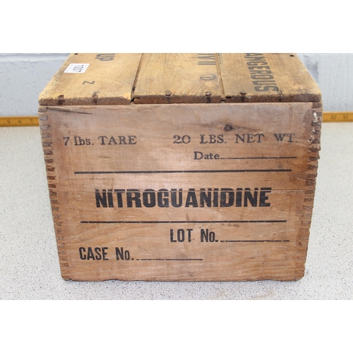 1007 - A vintage wooden High Explosives Nitroguanidine crate