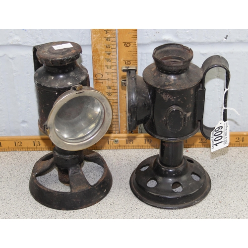 1009 - 2 WW2 period handheld lamps, one by T.E. Bladon dated 1942