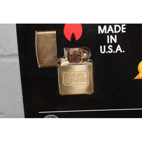 1612 - A rare Anheuser Busch brewery shop advertising display containing Zippo lighters, all with advertisi... 