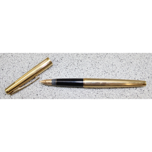 1623 - Qty of assorted pens to inc a gold plated Sheaffer fountain pen with 14ct gold nib