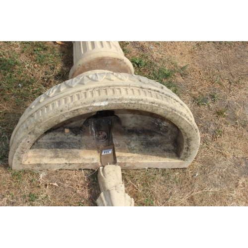 334 - Haddonstone garden wall fountain with pedestal, featuring a bowl with tapered pedestal and spirallin... 