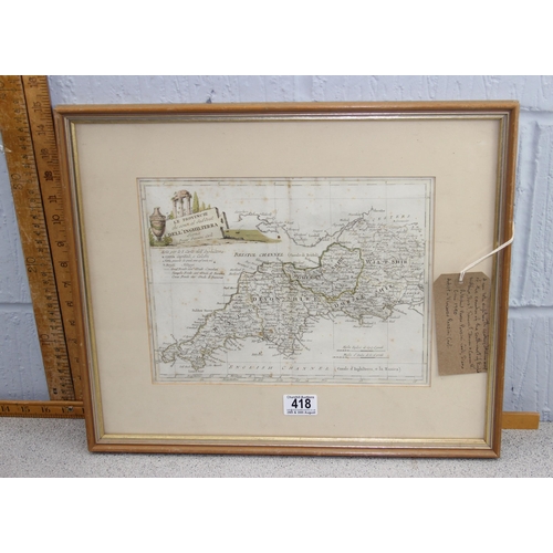 418 - Late 18th century c.1795 Pazzini Carli Map of Southwest England -- Le Provincie Che Sono al Sud Oues... 