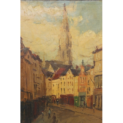 421 - Continental school oil on canvas painting singed De Bruyne, city scape