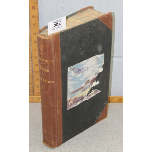 562 - An interesting vintage ledger book containing hundreds of pictures of mid-century aeroplanes and var... 