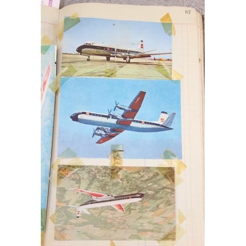 562 - An interesting vintage ledger book containing hundreds of pictures of mid-century aeroplanes and var... 