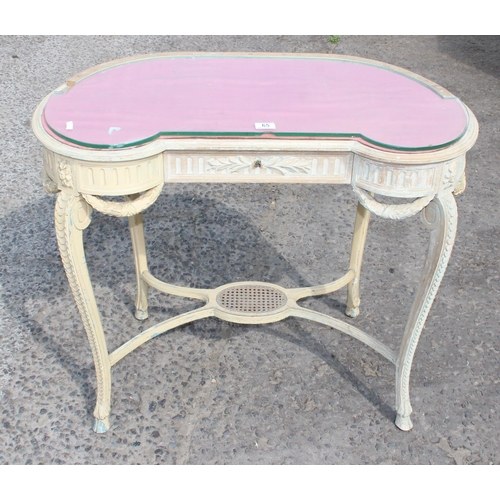 65 - A painted and carved wooden dressing table or desk, likely French