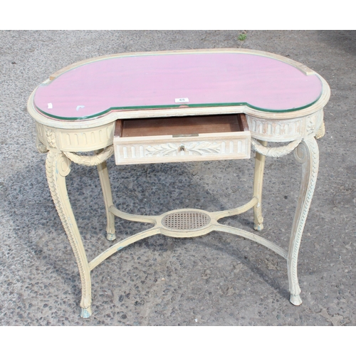 65 - A painted and carved wooden dressing table or desk, likely French