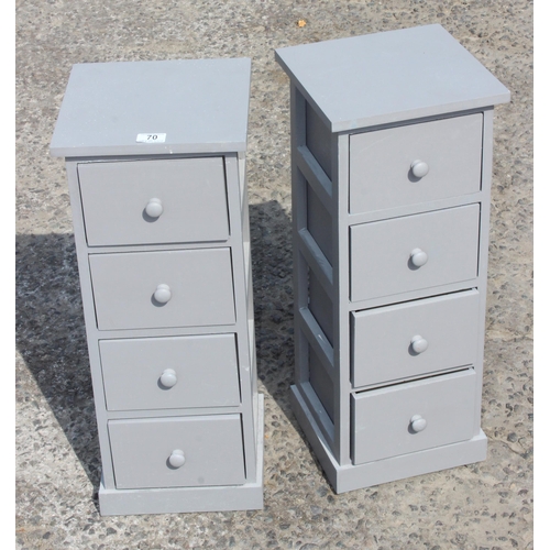 70 - 2 grey painted 4 drawer bedside cabinets