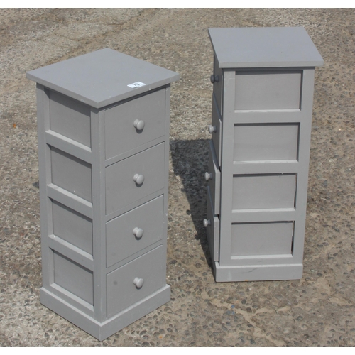 70 - 2 grey painted 4 drawer bedside cabinets