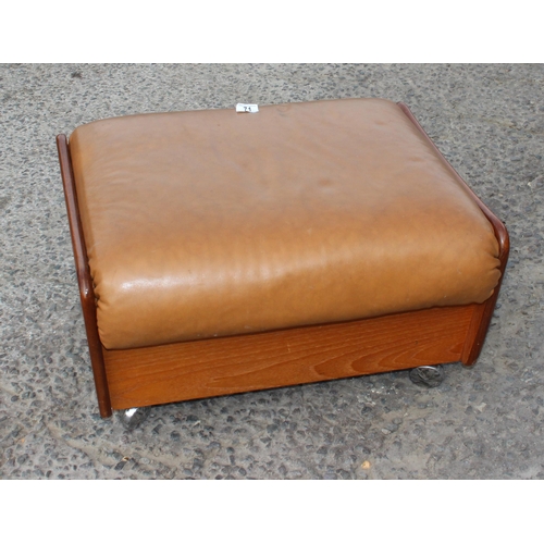 71 - Retro G-Plan saddle footstool on wheels