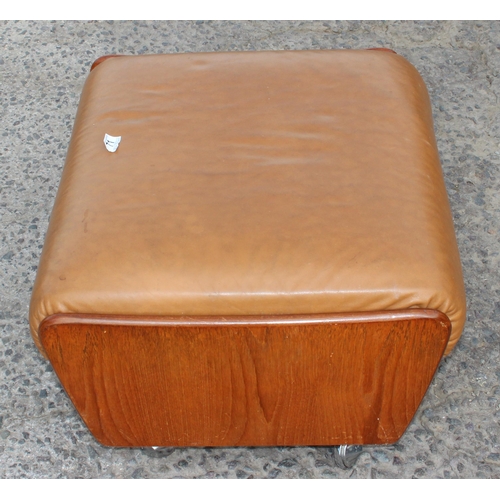 71 - Retro G-Plan saddle footstool on wheels