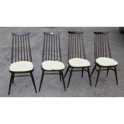 72 - A set of 4 Ercol Goldsmith pattern dining chairs with cushions