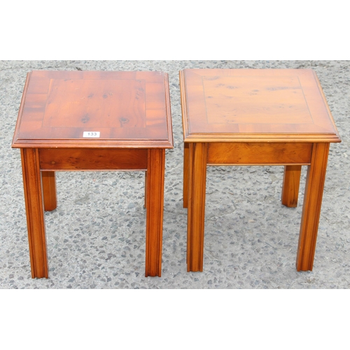 133 - 2 yew wood side tables