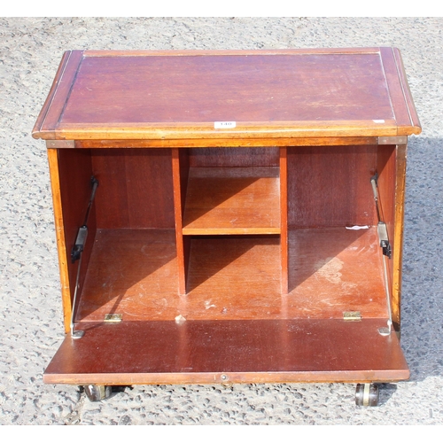 140 - An unusual campaign style wooden box on legs with single drawer