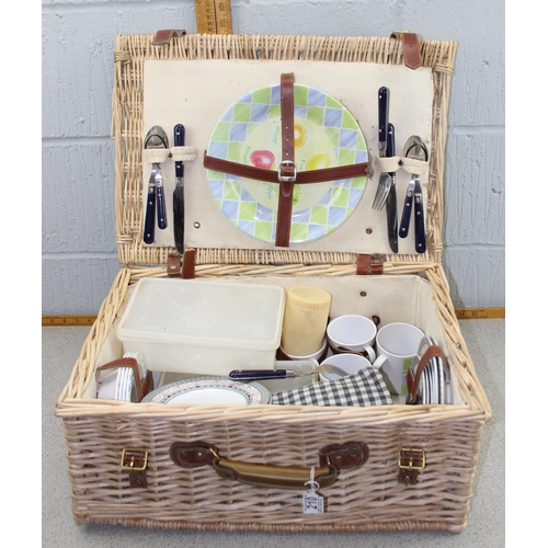 210 - wicker picnic hamper with contents