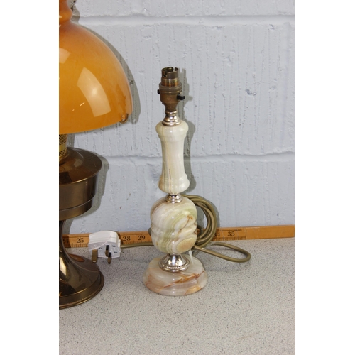 258 - Vintage oil lamp and an Alabaster lamp