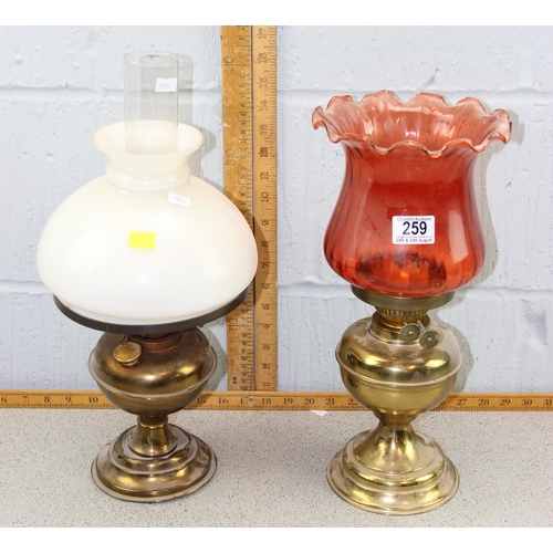 259 - 2 vintage brass oil lamps