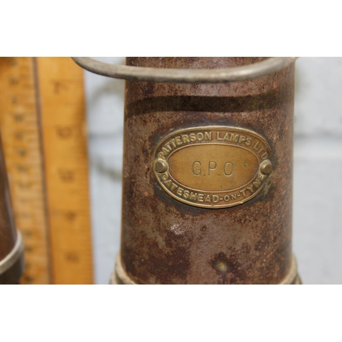 260 - 2 miner's lamps, one by Patterson Lamps Ltd, the other a reproduction