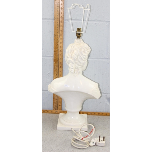 261 - A large Italian white pottery lamp formed as a classical female bust