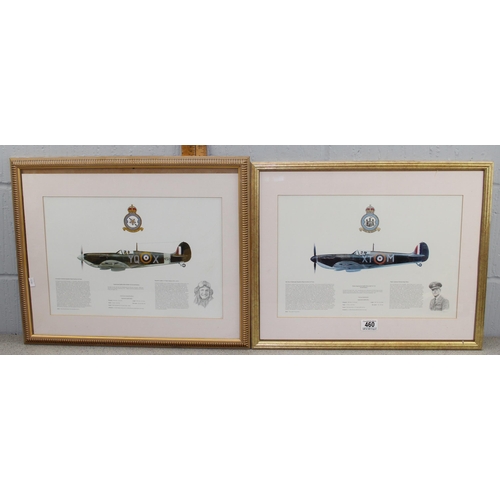 460 - 2 framed plane prints, both Spitfires