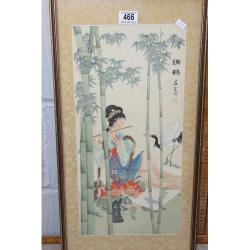 466 - A large qty of assorted vintage Oriental paintings, mostly on fabric believed to be silk, mainly dep... 