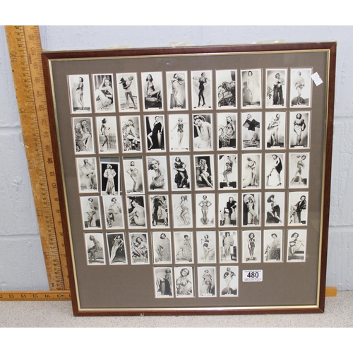 480 - Framed and glazed Carerras Ltd 'Film & Stage Beauties' series cigarette cards